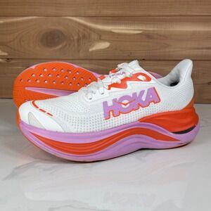 Hoka One One Women's White Orange Pink Athletic Shoes